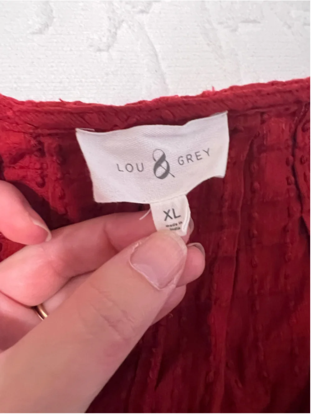 Women's Lou & Grey Red Textured 2 Piece Set Size XL & L Cotton/Linen Blend